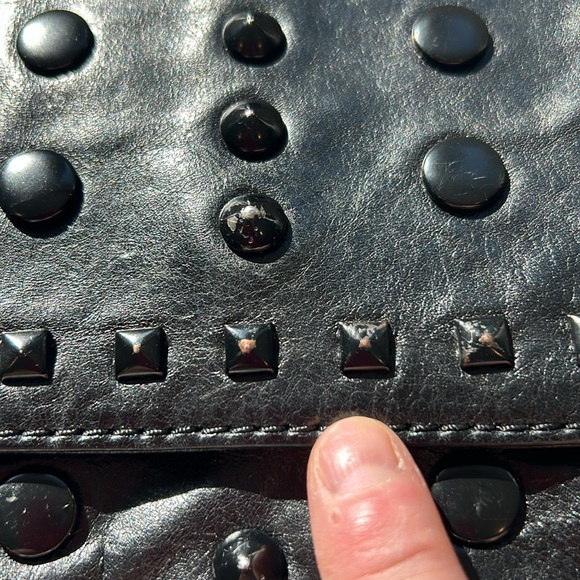 BCBG Black Leather Studded Clutch - Picture 2 of 9